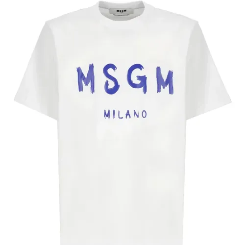 Cotton T-shirt with Print , male, Sizes: S, M - Msgm - Modalova