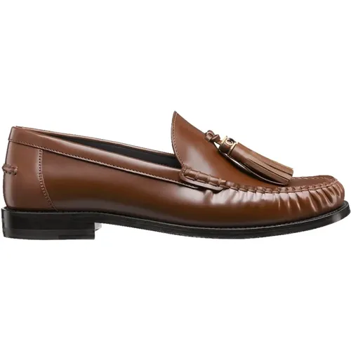 Braune Leder Loafer Schuhe Fransendetail - Dior - Modalova