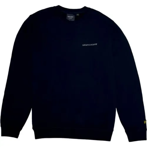 Bestickter Crew Neck Pullover Schwarz , Herren, Größe: M - Lyle & Scott - Modalova