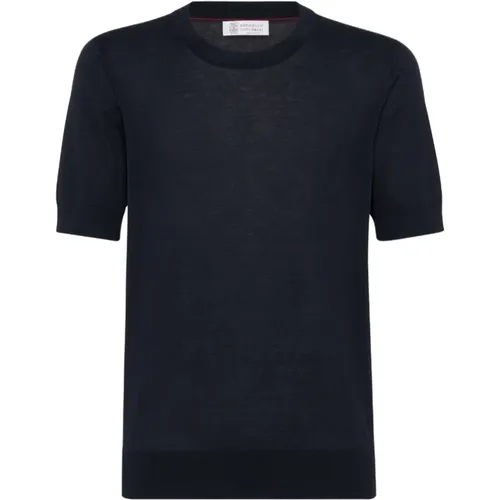 Slub-texture fine-knit T-shirt , male, Sizes: 2XL - BRUNELLO CUCINELLI - Modalova