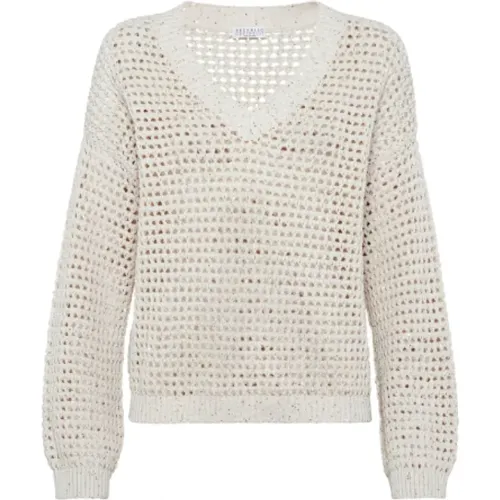 Sequin Embellished Open Knit Sweater , female, Sizes: S - BRUNELLO CUCINELLI - Modalova