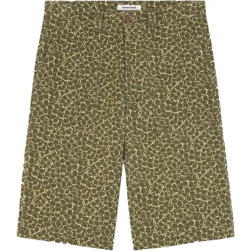 Bermuda-Shorts mit abstraktem Daisy-Print , Herren, Größe: XS - Maison Kitsuné - Modalova