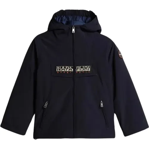 Kapuzenjacke mit durchgehendem Reißverschluss und Logo-Patch - Napapijri - Modalova