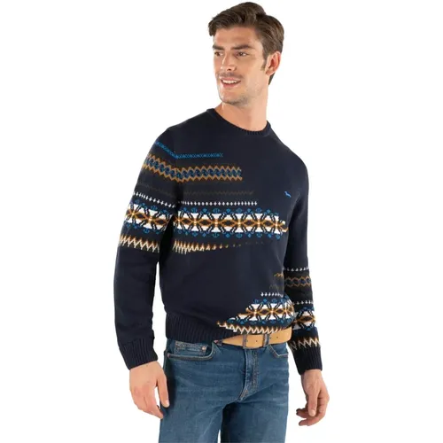 Blue Braided Crewneck Sweater , male, Sizes: S, L, M - Harmont & Blaine - Modalova