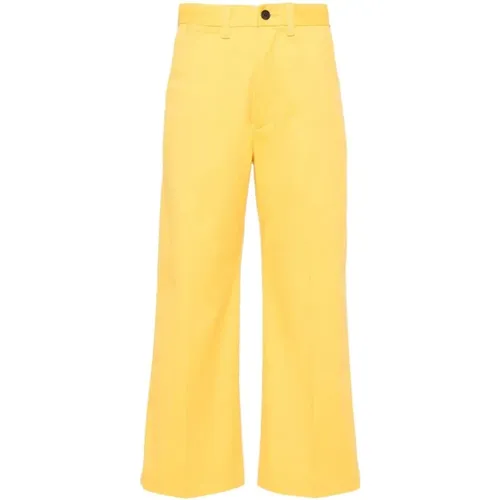 Gelbe Baumwollmischung Twill Hose , Damen, Größe: XS - Ralph Lauren - Modalova