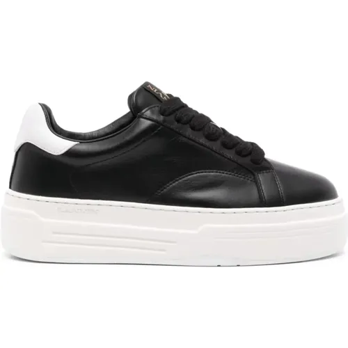 Black Platform Sneakers Logo Rubber Sole , female, Sizes: 5 UK, 6 UK - Lanvin - Modalova