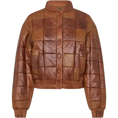Vintage Leather Bomber Jacket Logo , female, Sizes: 2XS - Golden Goose - Modalova