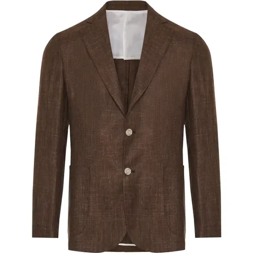 Luxury Wool Silk Linen Jacket , male, Sizes: 4XL, 2XL, XL, L - Barba - Modalova