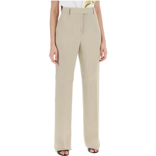 Tailored straight leg linen blend trousers , female, Sizes: XS, S - Salvatore Ferragamo - Modalova