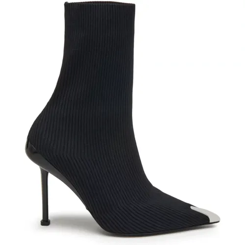 Slash Knit Ankle Boots with Silver Toe Cap , female, Sizes: 7 UK, 6 UK, 5 UK, 3 UK, 4 UK - alexander mcqueen - Modalova