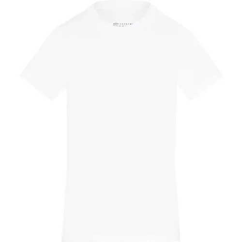 Weißes Baumwoll-Crew-Neck T-Shirt , Damen, Größe: L - Maison Margiela - Modalova