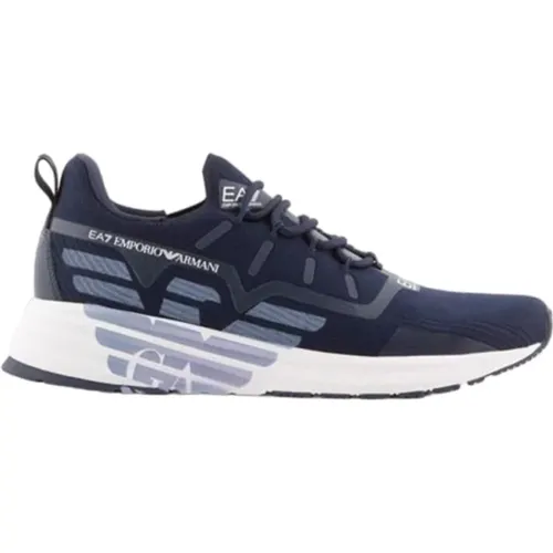 Blaue Freizeit Textil Sneakers für Herren - Emporio Armani EA7 - Modalova