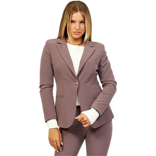 Classic Jacket with Lapel and Button , female, Sizes: XS, M, L, S - YES ZEE - Modalova