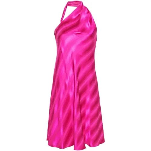 Fuchsia Satin Halterneck Dress , female, Sizes: M - Emporio Armani - Modalova