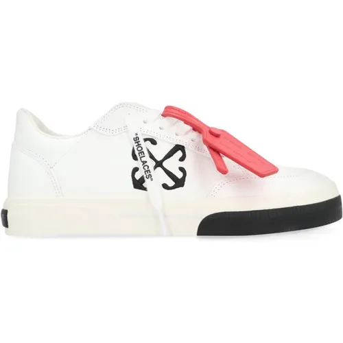 Off , Leather Low-Top Sneakers with Charm , female, Sizes: 4 UK, 3 UK, 6 UK - Off White - Modalova