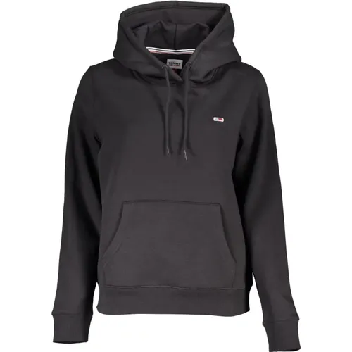 Schwarzer Hoodie mit Logo-Applikation , Damen, Größe: XS - Tommy Hilfiger - Modalova