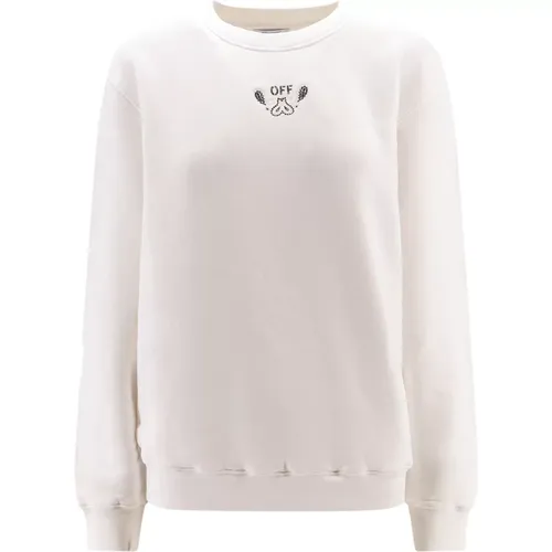 Off , Bio-Baumwoll-Sweatshirt mit Logo , Damen, Größe: M - Off White - Modalova
