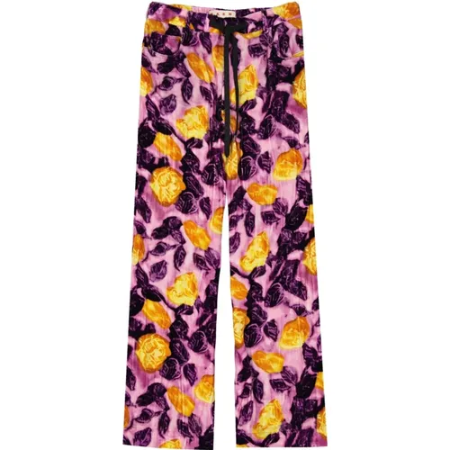 Velvet Pants with Colorful Pattern , female, Sizes: S - Marni - Modalova