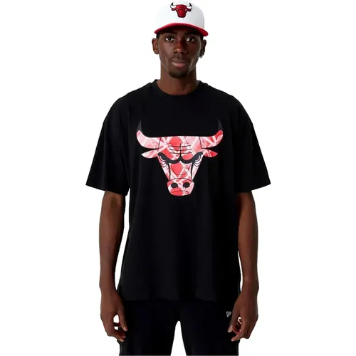 Schwarzes Bulls NBA Logo Tee , Herren, Größe: M - new era - Modalova