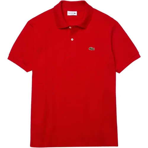 Rotes Polo-Shirt Gerippter Kragen , Herren, Größe: XS - Lacoste - Modalova