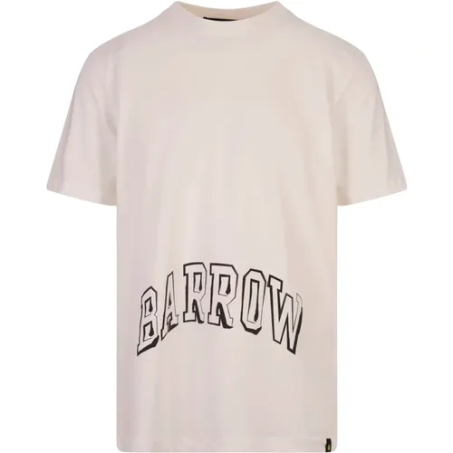 Weißes T-Shirt mit Aufdruck und Smile Basket-Print , Herren, Größe: XS - BARROW - Modalova