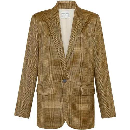 Prince of Wales Blazer Braun , Damen, Größe: S - Forte Forte - Modalova