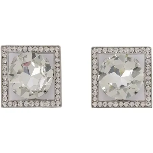 Square earrings in silver toned metal , female, Sizes: ONE SIZE - Alessandra Rich - Modalova