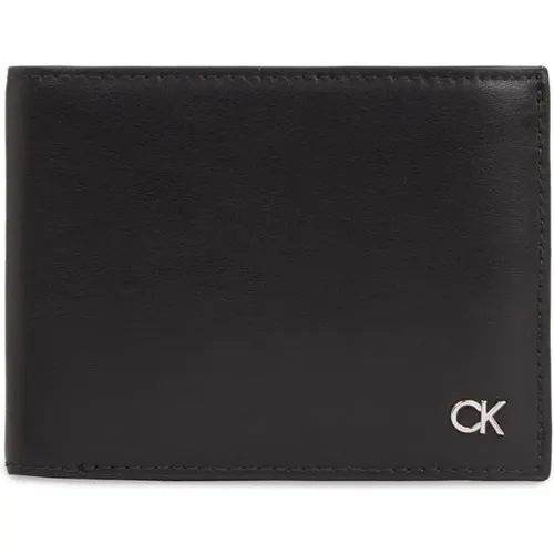 Trifold Leder Geldbörse mit Metall-Logo , Herren, Größe: ONE Size - Calvin Klein - Modalova