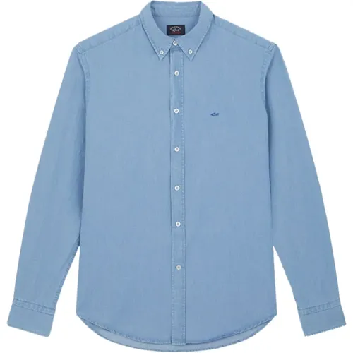 Cotton Denim Shirt, Slim Fit , male, Sizes: M, 3XL, XL, 2XL, 5XL - PAUL & SHARK - Modalova