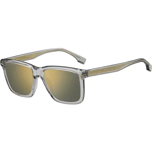 Grau/Braune Sonnenbrille , Herren, Größe: 55 MM - Hugo Boss - Modalova