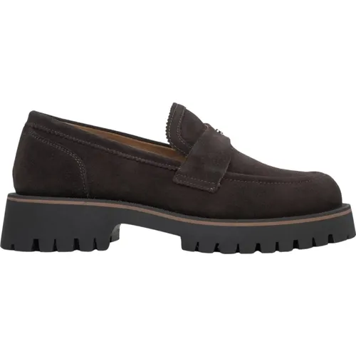 Women`s Dark Chunky Platform Loafers made of Italian Genuine Velour Er00115732 , female, Sizes: 5 UK, 6 UK, 3 UK, 7 UK, 4 UK - Estro - Modalova