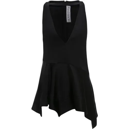 Satin V-Neck Top with Detachable Neck Strap , female, Sizes: S, XS, 2XS - JW Anderson - Modalova