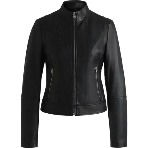 Contemporary Leather Jacket with Stitched Panels , female, Sizes: XL - Hugo Boss - Modalova