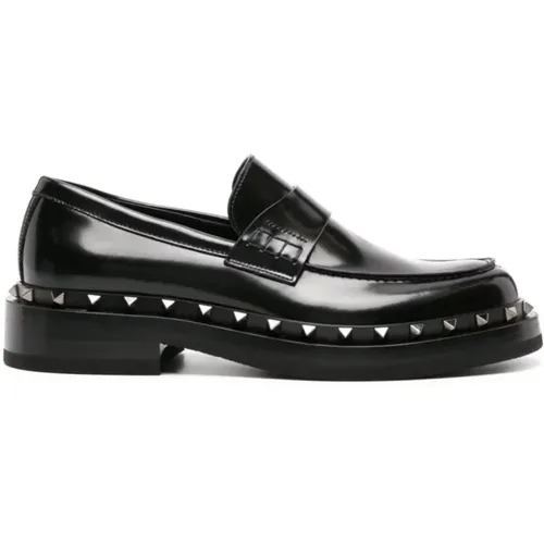 Flat Shoes with Rockstud Detailing , male, Sizes: 11 UK, 8 UK, 10 UK, 9 UK, 6 UK - Valentino Garavani - Modalova