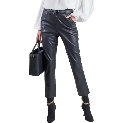Stylish Leather Cropped Trousers , female, Sizes: XS - Kocca - Modalova