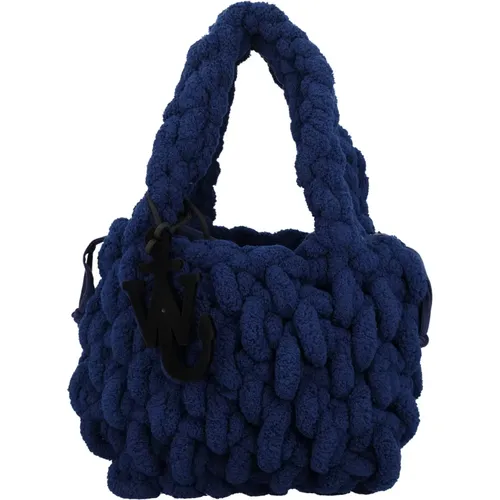 Navy Shearling Blanket Bag , female, Sizes: ONE SIZE - JW Anderson - Modalova