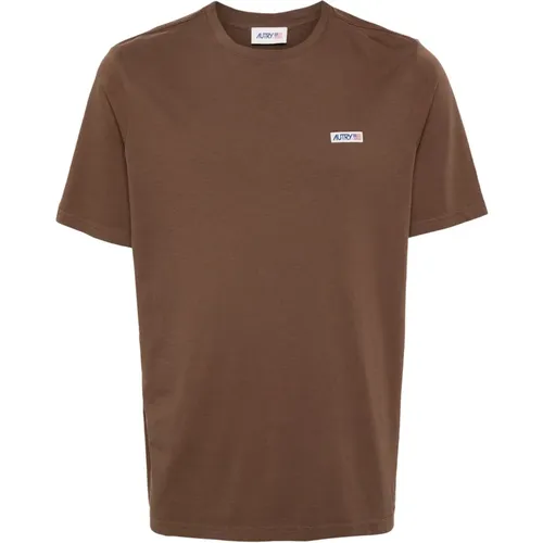 Braune T-Shirts und Polos mit Logo-Patch , Herren, Größe: L - Autry - Modalova