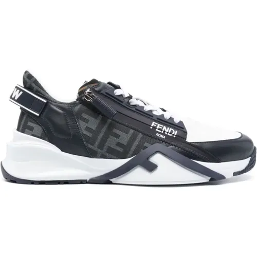 Blue & White Panelled Sneakers , male, Sizes: 7 UK, 8 UK, 6 UK, 6 1/2 UK - Fendi - Modalova