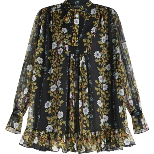 Black Floral Kaftan Dress , female, Sizes: S, XS - ETRO - Modalova