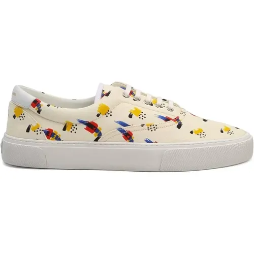 Printed Canvas Sneakers , male, Sizes: 7 UK - Saint Laurent - Modalova