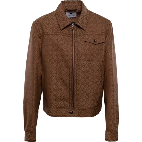 Zip-up printed jacket , male, Sizes: L, M - Marine Serre - Modalova