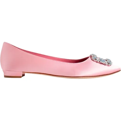 Satin Jewel Buckle Flat Shoes , female, Sizes: 5 UK - Manolo Blahnik - Modalova