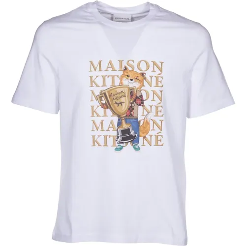Weiße T-Shirts und Polos mit Pinaforemetal , Herren, Größe: M - Maison Kitsuné - Modalova