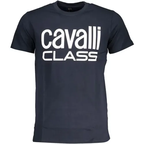 Bedrucktes Logo Rundhals T-Shirt , Herren, Größe: 2XL - Cavalli Class - Modalova