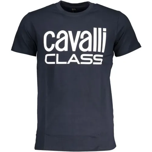 Bedrucktes Logo Rundhals T-Shirt , Herren, Größe: L - Cavalli Class - Modalova