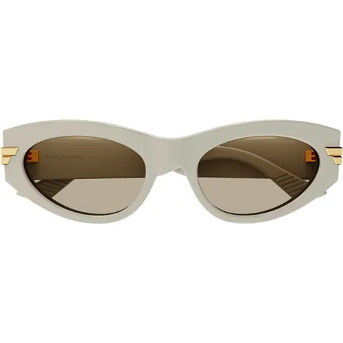 Stylish Oval Sunglasses with Metal Stripes , female, Sizes: 53 MM - Bottega Veneta - Modalova