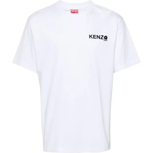 Blumenmotiv T-shirt Weiß , Herren, Größe: L - Kenzo - Modalova