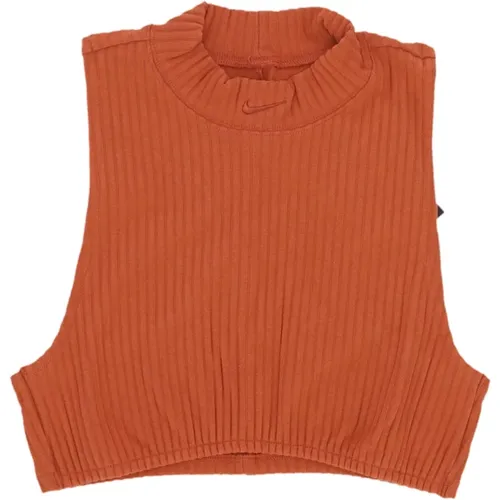 Sportswear Chill Knit Rib Crop Tank , Damen, Größe: XS - Nike - Modalova