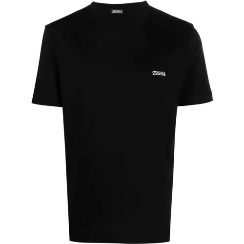 Schwarze T-Shirts & Polos für Herren , Herren, Größe: L - Ermenegildo Zegna - Modalova