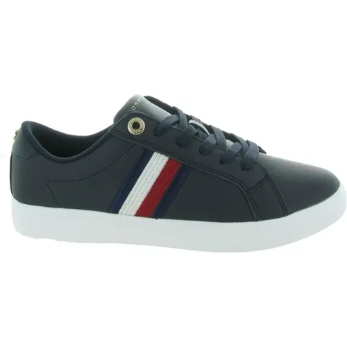 Streifen Leder Sneaker , Damen, Größe: 36 EU - Tommy Hilfiger - Modalova